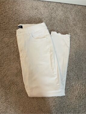 Express White High-Rise Skinny Jeans for Women with fringe